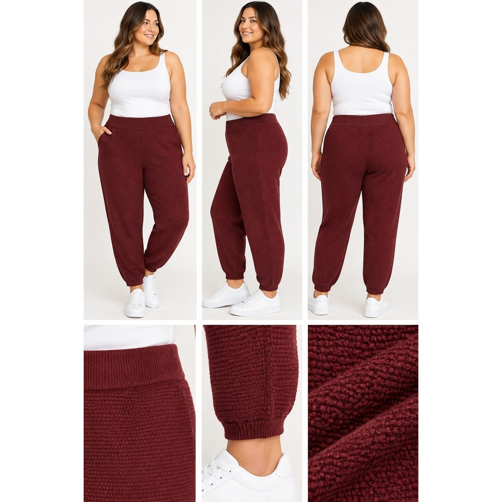 Rae Mode Burgundy Textured Knit Jogger Pants – Size 2XL - NWOT